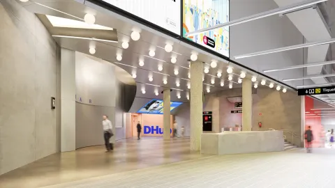 El disseny d’aquest nou vestíbul parteix de la proposta guanyadora del concurs convocat pel Museu del Disseny-DHub i el FAD